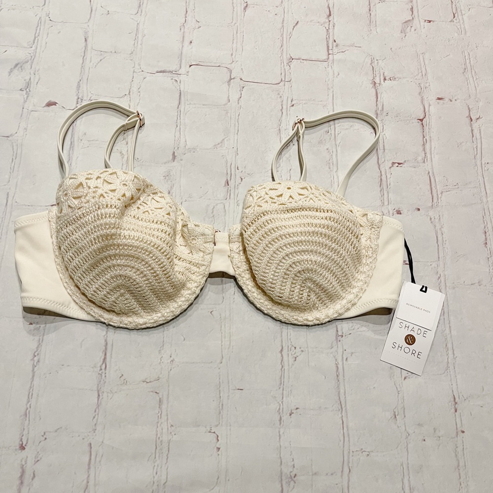 [Shade & Shore] NWT cream crochet bikini swim top 36B